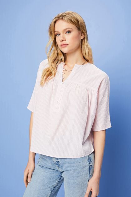 Gestructureerde blouse met korte mouwen