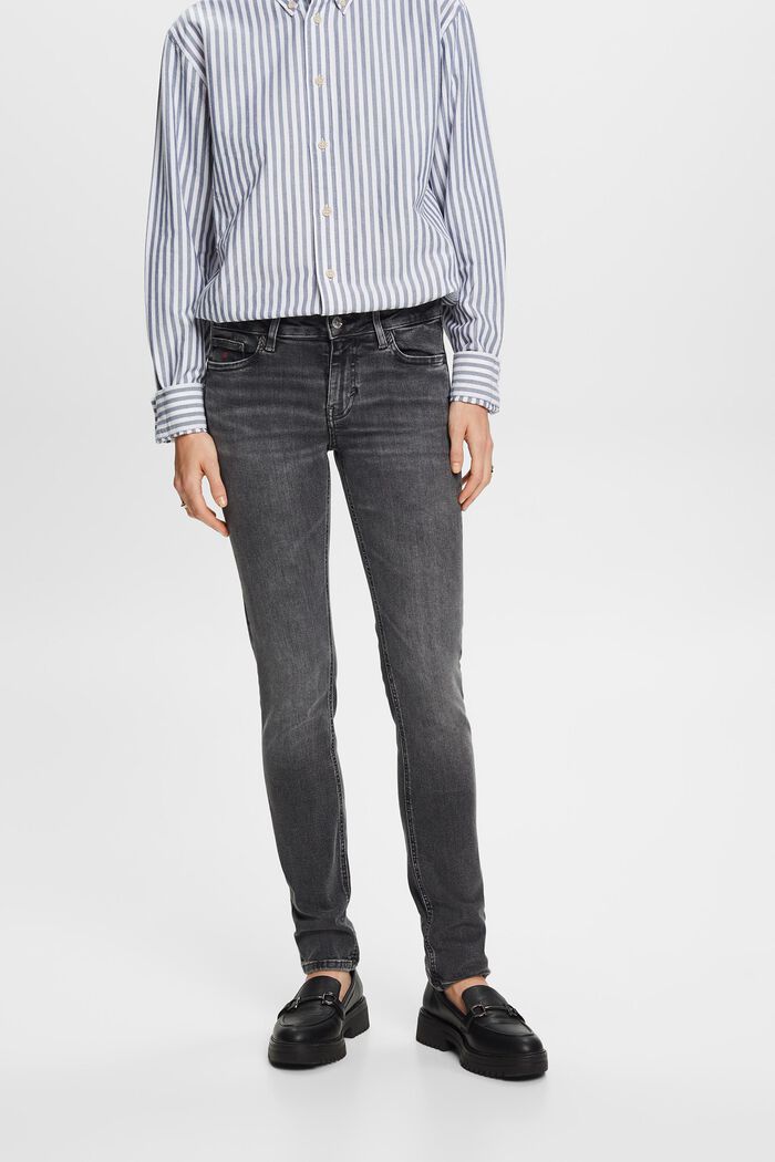 Slim fit jeans met middelhoge taille, BLACK DARK WASHED, detail image number 0