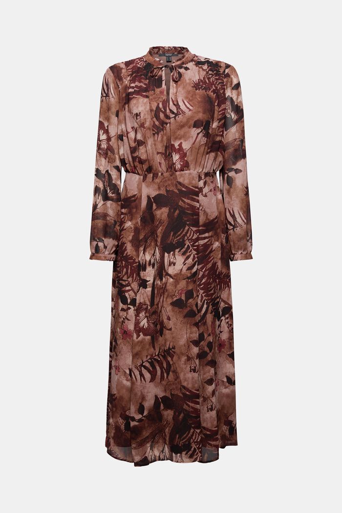 Gerecycled: midi-jurk van chiffon met print, OLD PINK, detail image number 5
