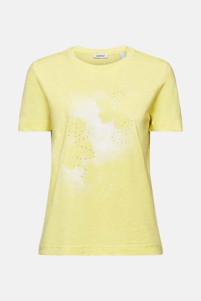 T-shirt van slubgarens met print, PASTEL YELLOW, detail image number 5