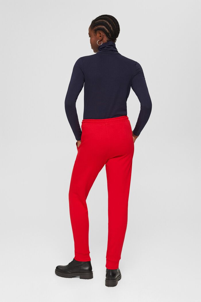 Sweatbroek in jogger-stijl, organic cotton, RED, detail image number 3