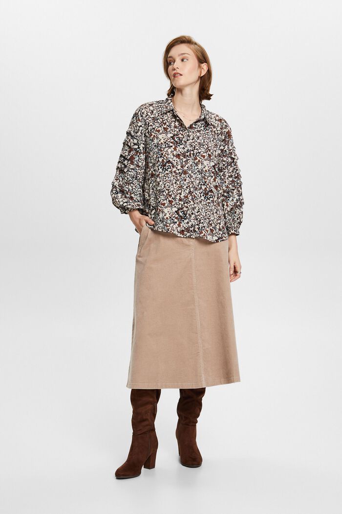 Gerecycled: blouse met motief, BROWN, detail image number 6