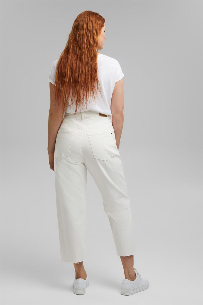Cropped jeans met een hoge band, biologisch katoen, OFF WHITE, detail image number 3