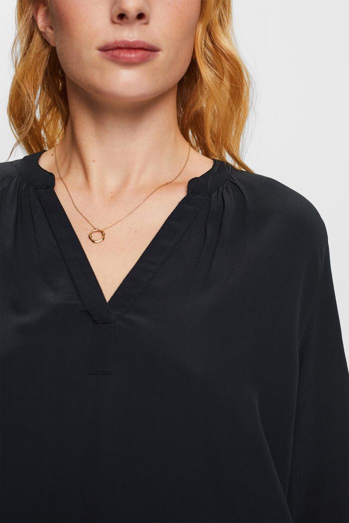 Basic blouse met V-hals, BLACK, detail image number 2