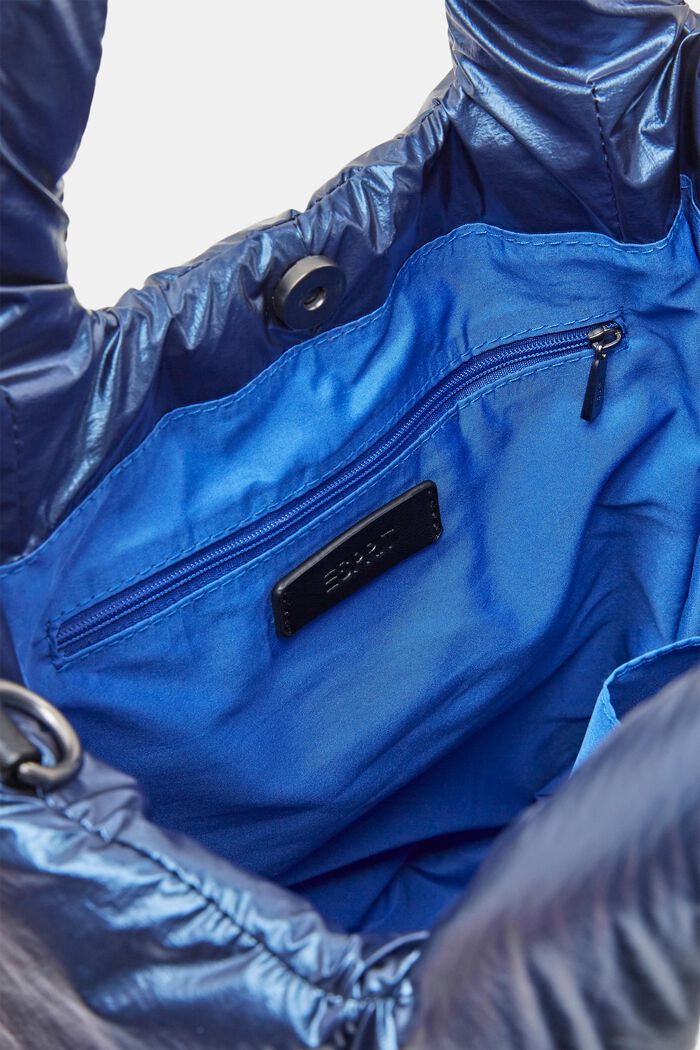 Gewatteerde, metallic tote bag, DARK BLUE, detail image number 3