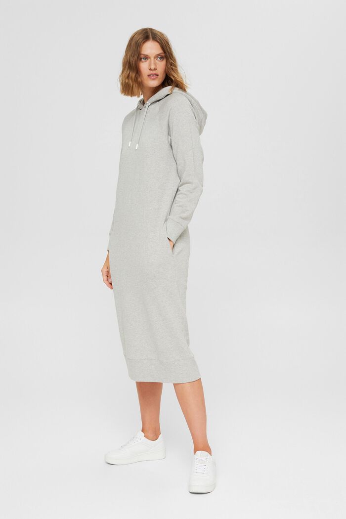 Sweathoodie-jurk van 100% katoen, LIGHT GREY, detail image number 0