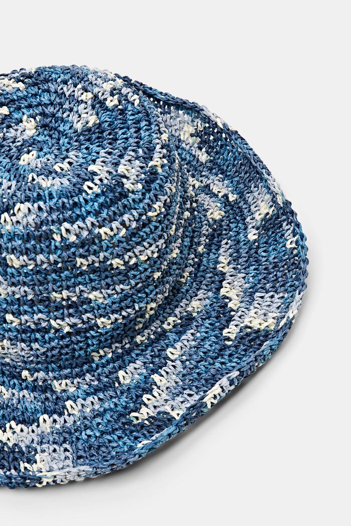 Bucket hat van stro met mooi gemêleerd design, BLUE, detail image number 1