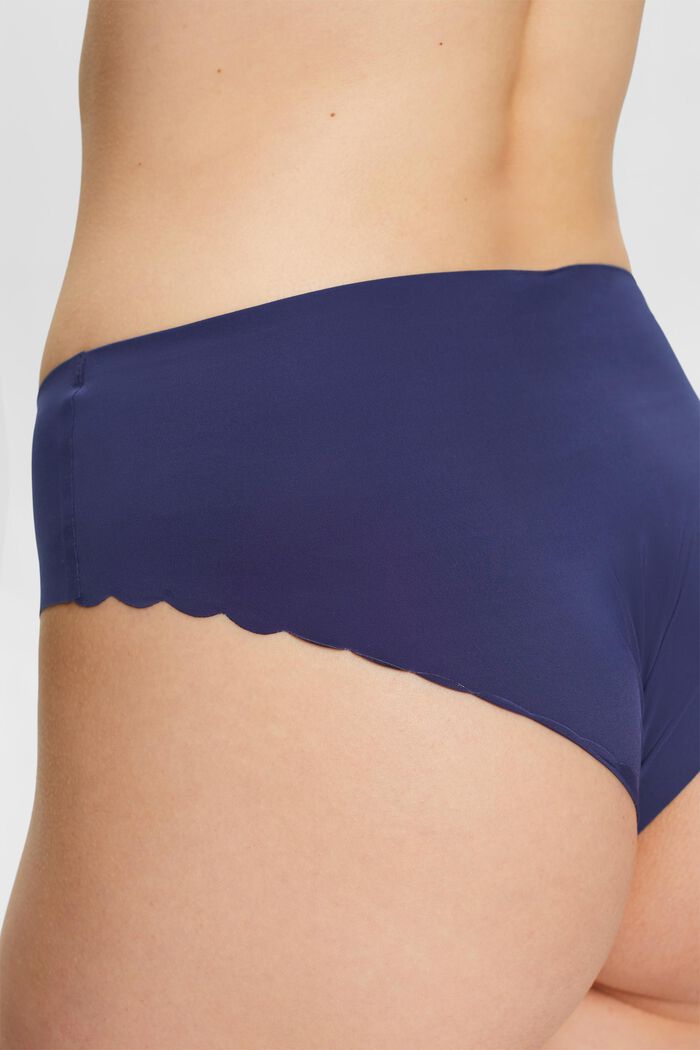 Hipster-shorts van microvezels, met geschulpte randjes, DARK BLUE, detail image number 3