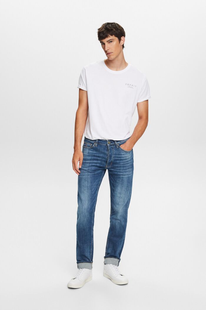 Rechte selvedge jeans met middelhoge taille, BLUE MEDIUM WASHED, detail image number 5