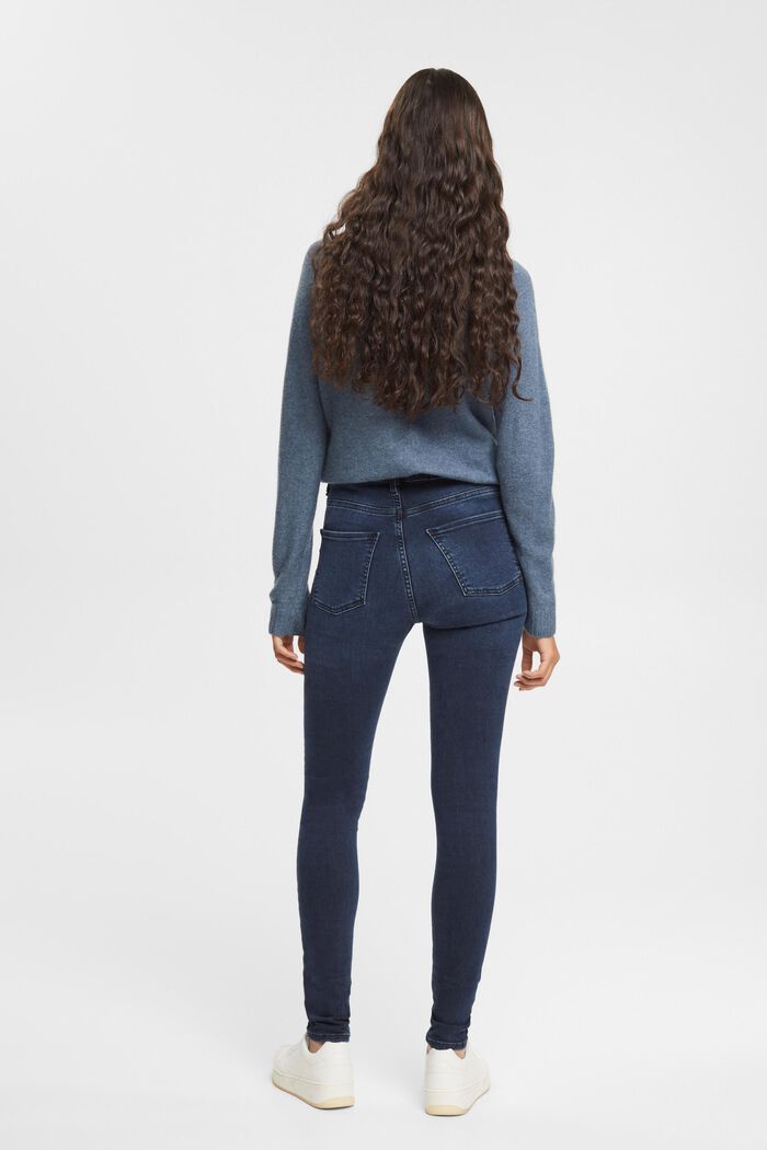 High-rise skinny jeans met stretch, BLUE BLACK, detail image number 3