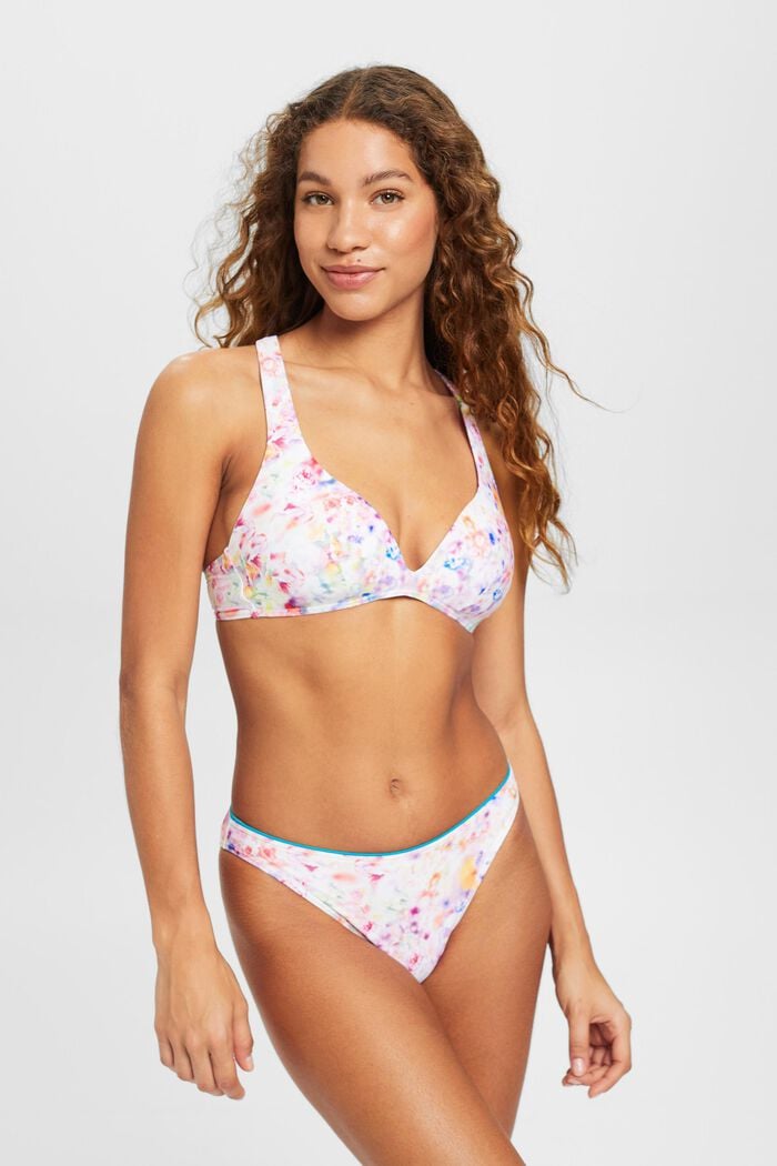 Gewatteerde bikinitop met bloemenmotief, TEAL BLUE, detail image number 0