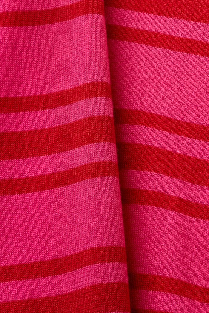 Gestreepte katoenen trui met V-hals, PINK FUCHSIA, detail image number 5