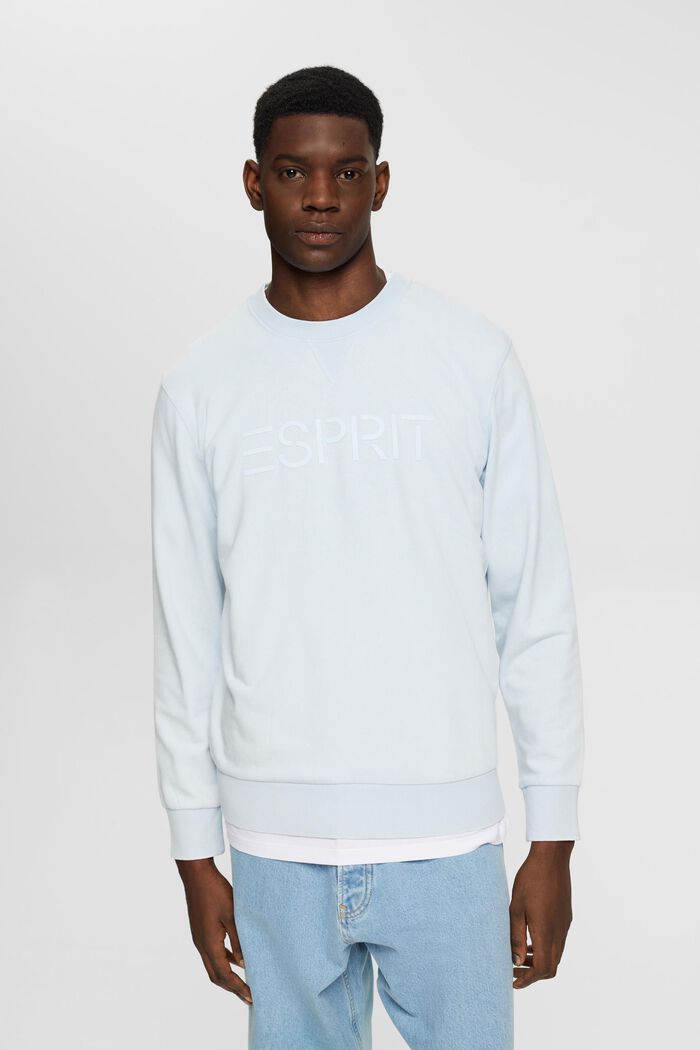 Sweatshirt met logoprint en ronde hals, PASTEL BLUE, detail image number 0