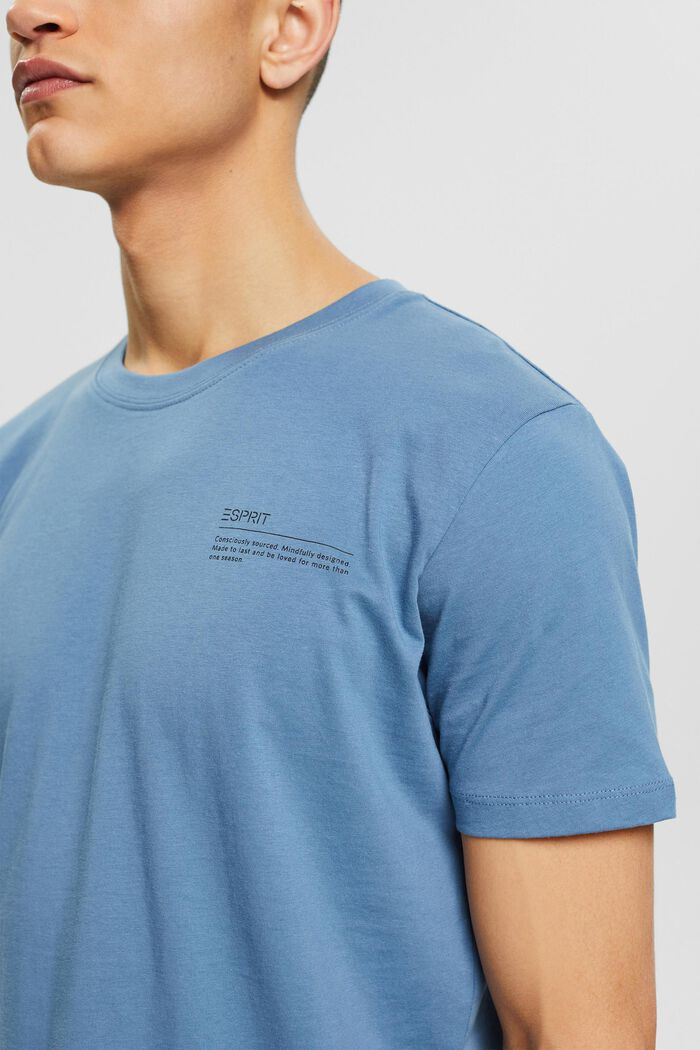 Jersey T-shirt met print, 100% biologisch katoen, BLUE, detail image number 1