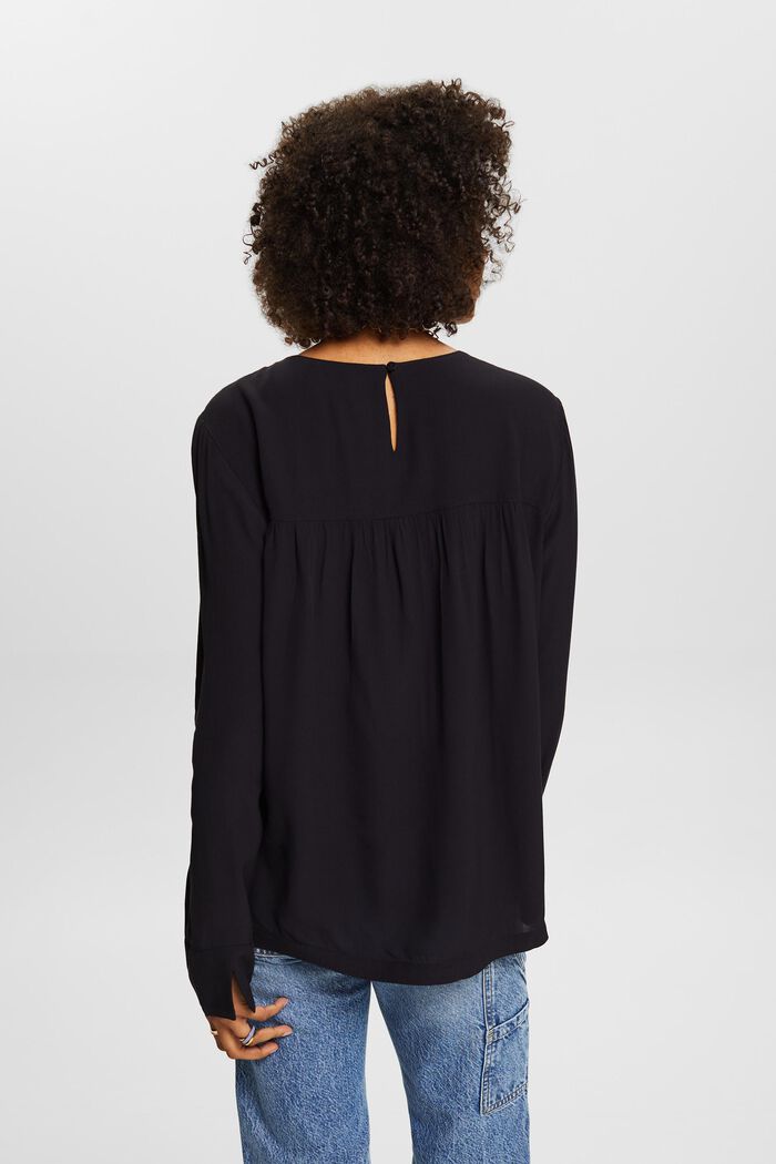 Crêpe blouse met lange mouwen, BLACK, detail image number 2