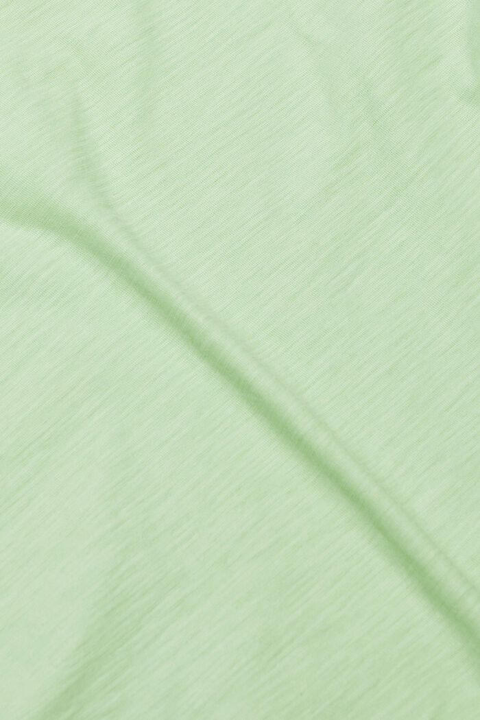 T-shirt met slubstructuur en V-hals, LIGHT GREEN, detail image number 5