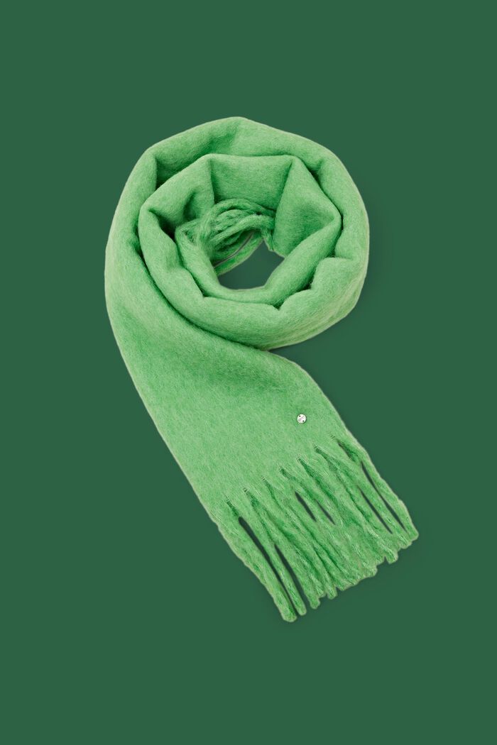 Gebreide sjaal met franjes, LIGHT GREEN, detail image number 0