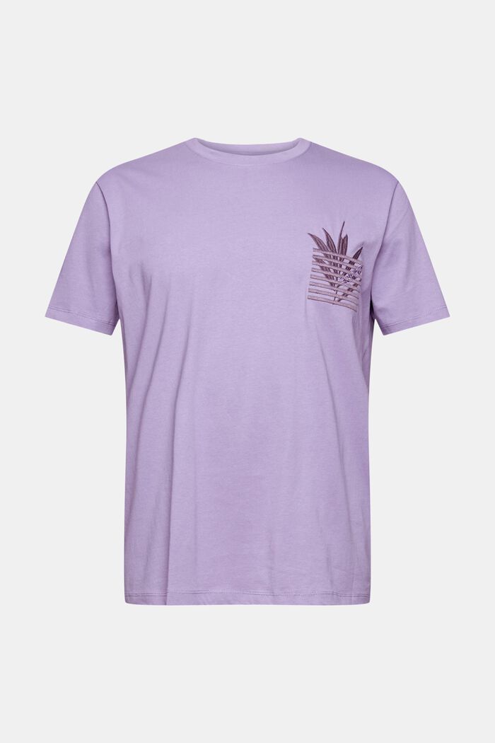 Jersey T-shirt met borduursel, LILAC, overview