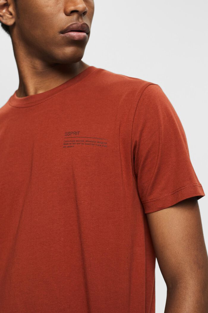Jersey T-shirt met print, 100% biologisch katoen, RUST BROWN, detail image number 1