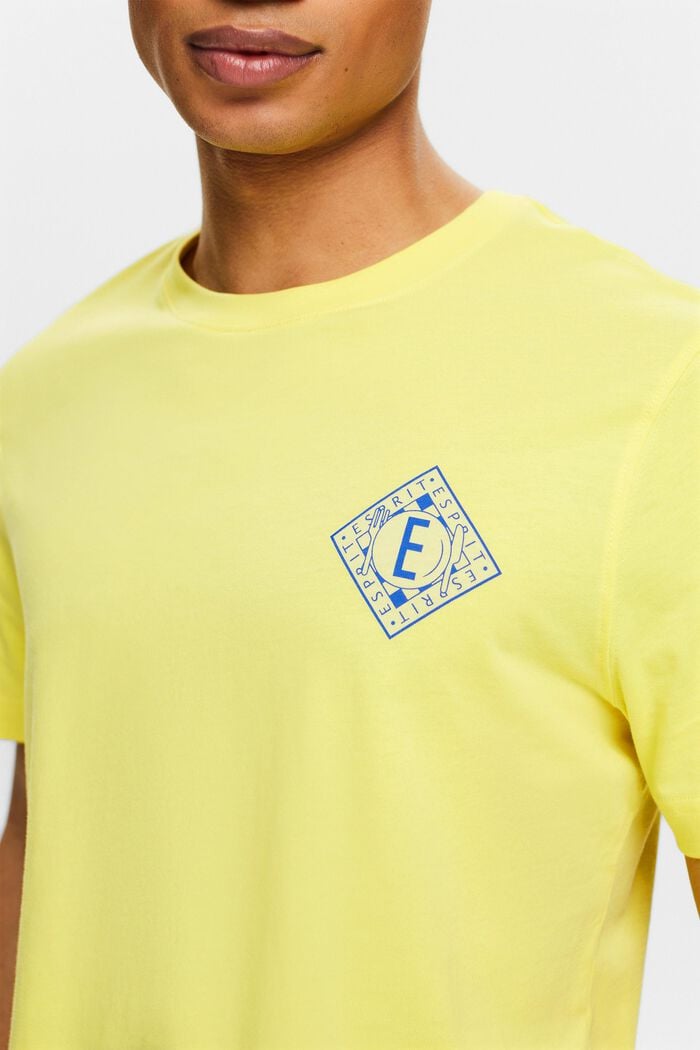 T-shirt van katoen-jersey met logo, PASTEL YELLOW, detail image number 3