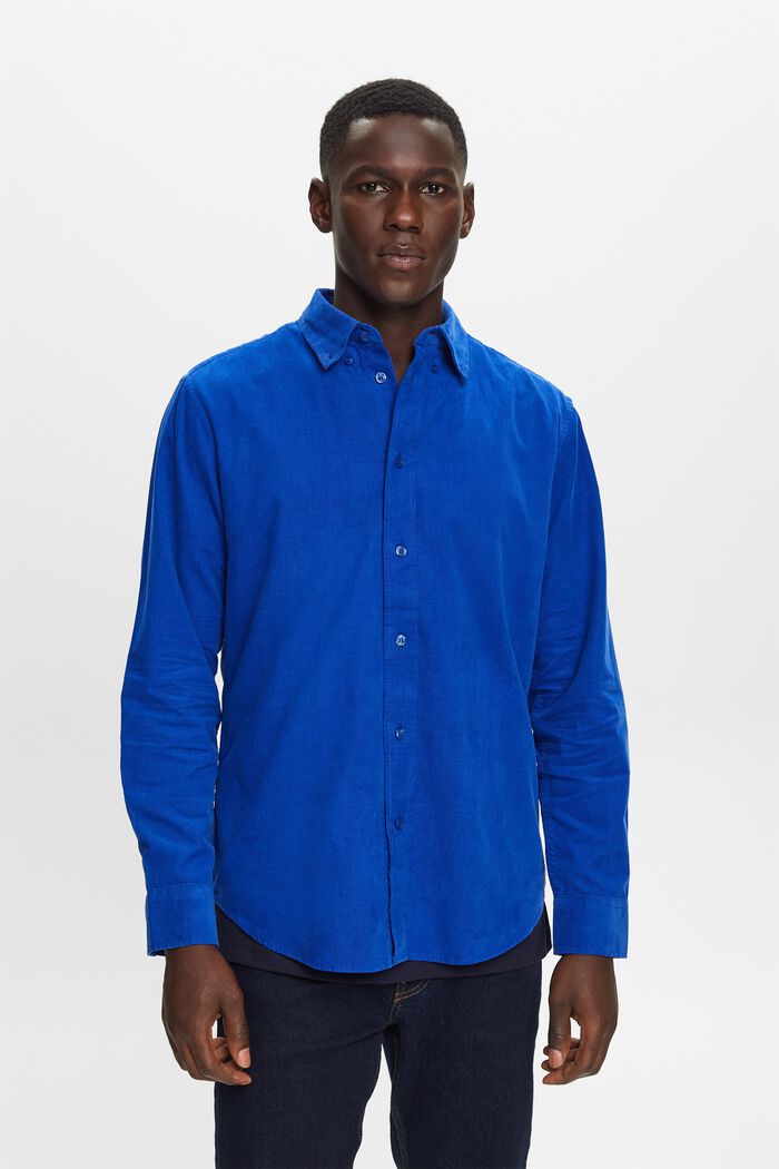 Overhemd van corduroy, 100% katoen, BRIGHT BLUE, detail image number 0