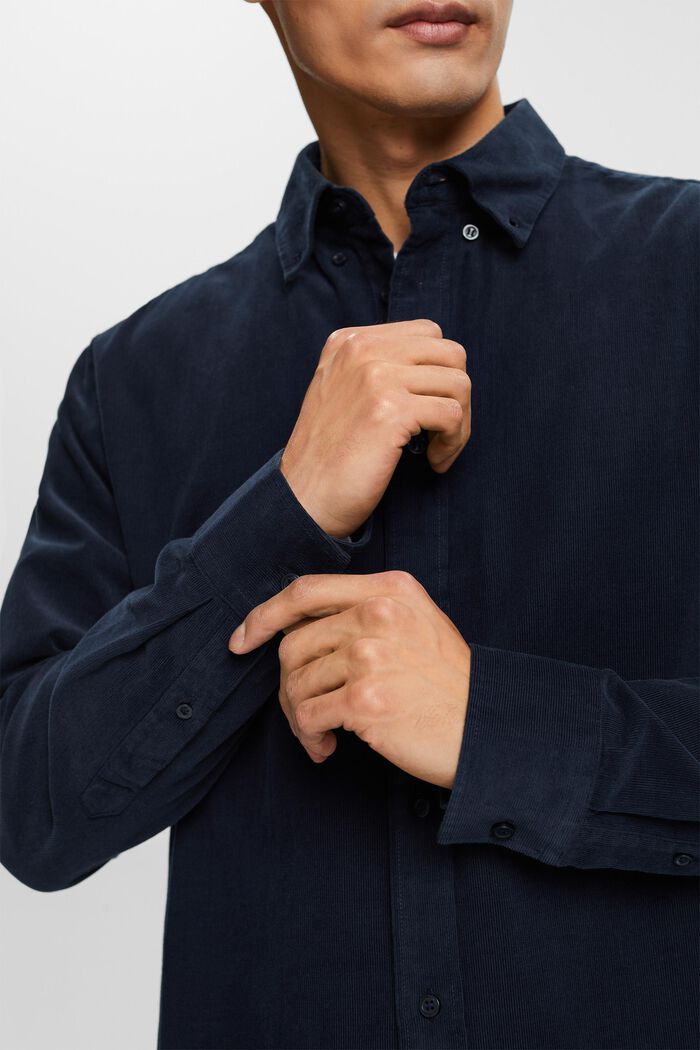 Overhemd van corduroy, 100% katoen, PETROL BLUE, detail image number 2