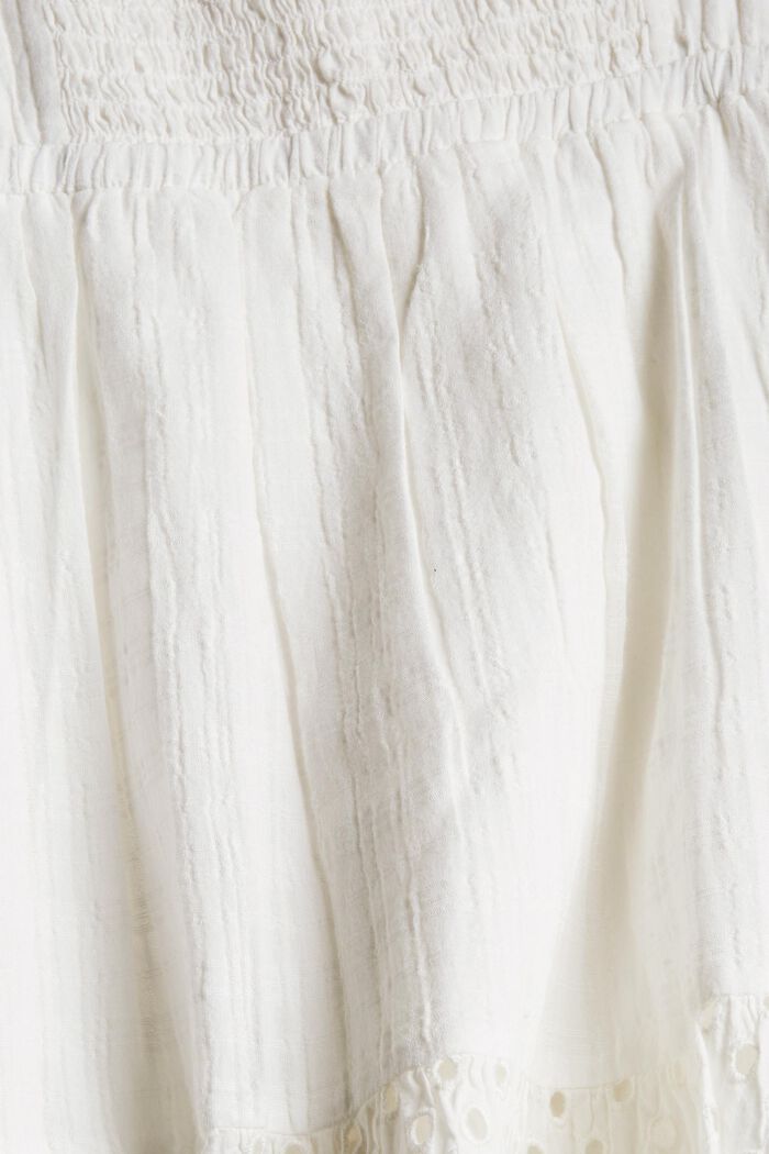 Uitlopende jurk met broderie, OFF WHITE, detail image number 4