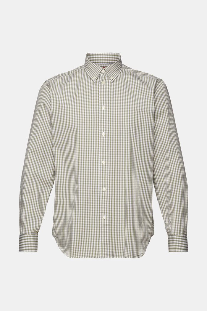Vichy-buttondownshirt, 100% katoen, LIGHT KHAKI, detail image number 6