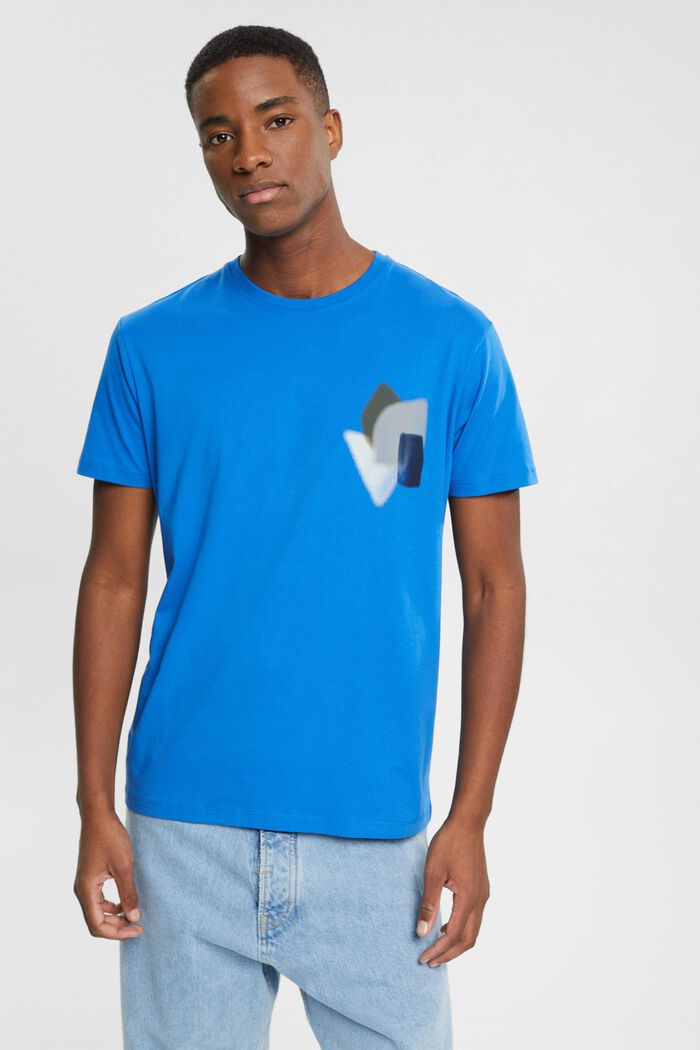 T-shirt met print op de borst, BLUE, detail image number 0