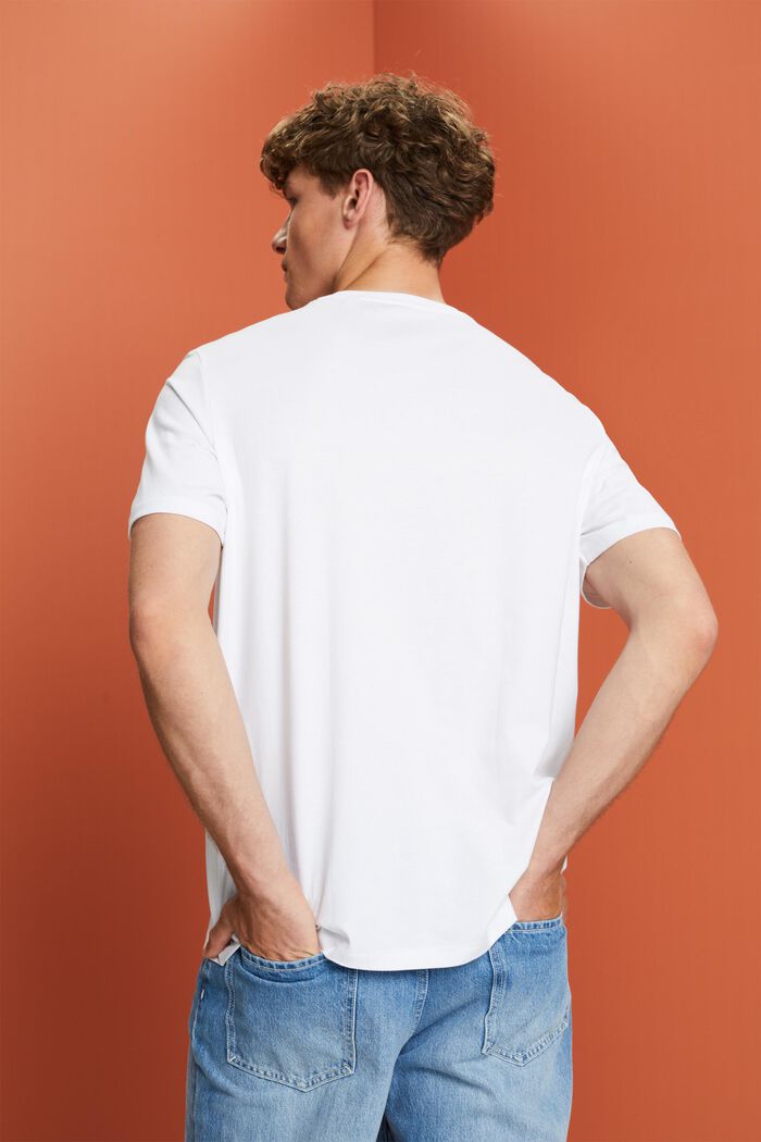 T-shirt met ronde hals en print, 100% katoen, WHITE, detail image number 3