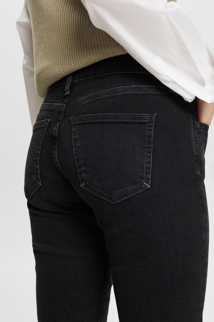 Gerecycled: slim fit-jeans met stretch, BLACK RINSE, detail image number 4