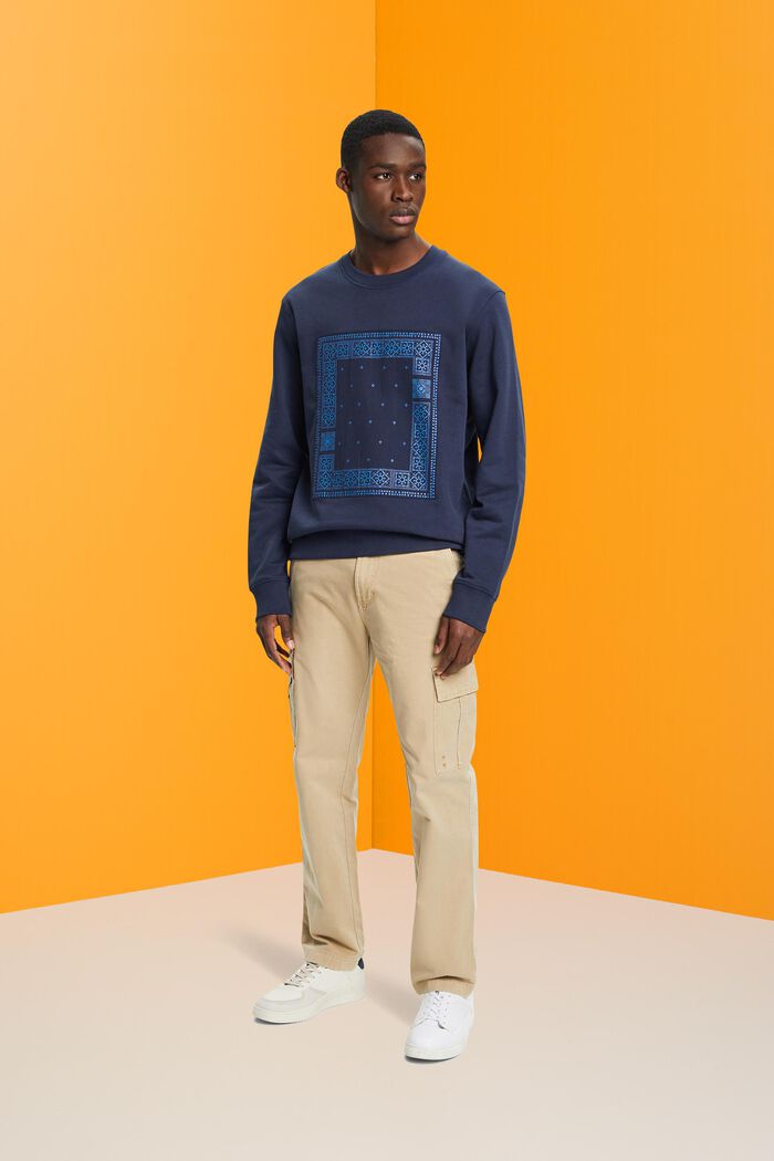 Sweatshirt met print op de voorkant, NAVY, detail image number 4
