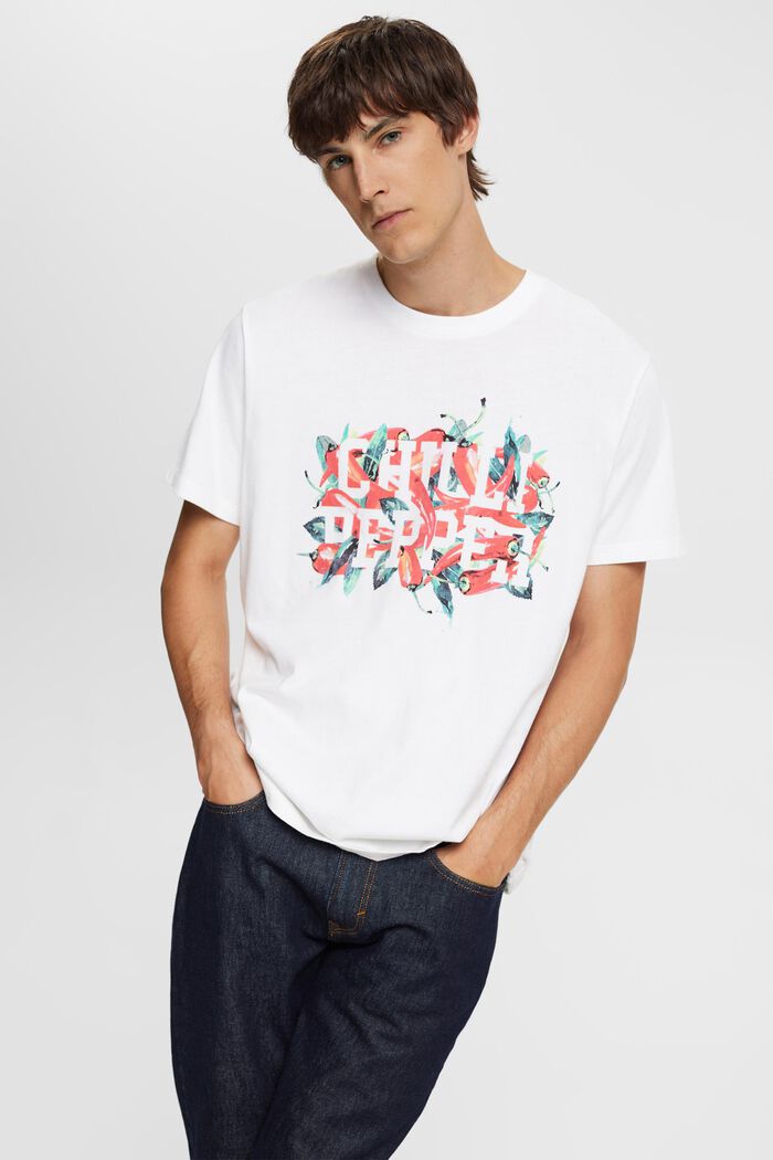 T-shirt met print, NEW WHITE, detail image number 1