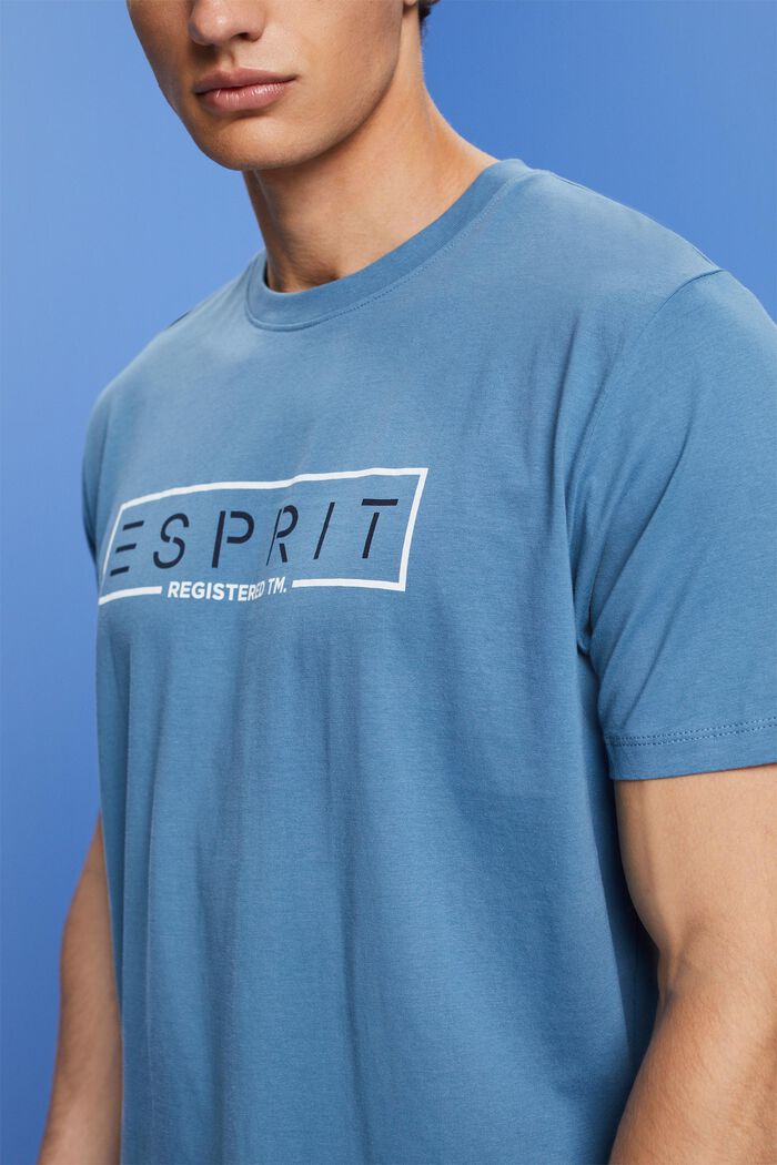 Jersey T-shirt met logoprint, BLUE, detail image number 1