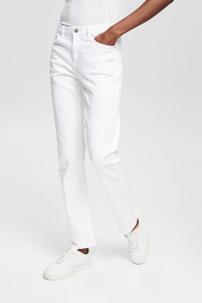 Katoenen broek met stretch, WHITE, detail image number 0