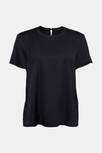Satijnen blouse, LENZING™ ECOVERO™, BLACK, overview