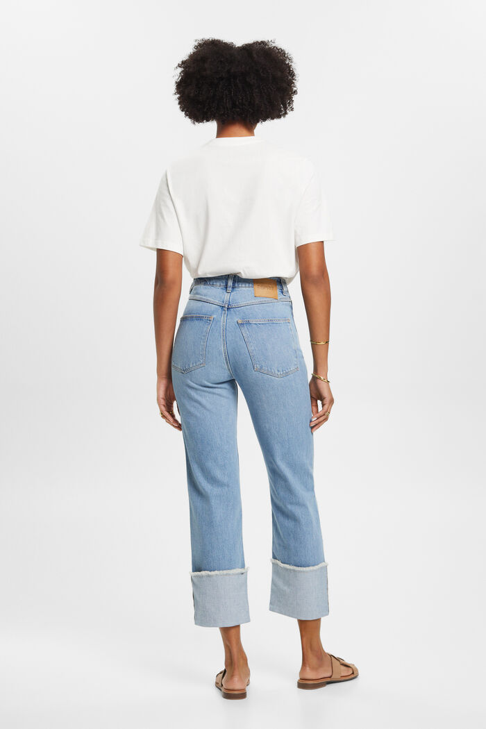 Cropped jeans, 80-look, met vaste omslag, TENCEL™, BLUE LIGHT WASHED, detail image number 3