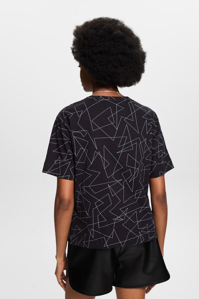 Katoenen T-shirt met V-hals en print, BLACK, detail image number 3