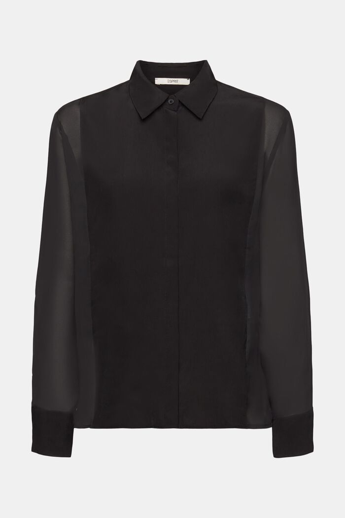 Halftransparante blouse, LENZING™ ECOVERO™, BLACK, overview