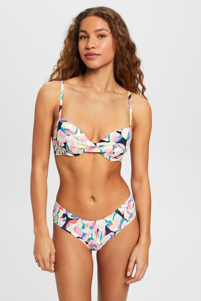Gewatteerde bikinitop met beugels en bloemenprint, NAVY, detail image number 0