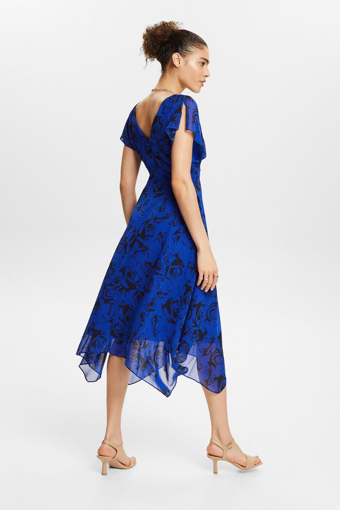 Chiffon maxi-jurk met V-hals en print, BRIGHT BLUE, detail image number 2