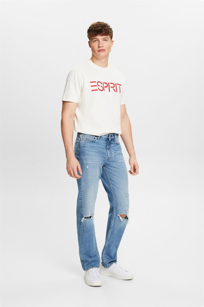 Jeans met middelhoge taille en rechte pijpen, BLUE MEDIUM WASHED, detail image number 1