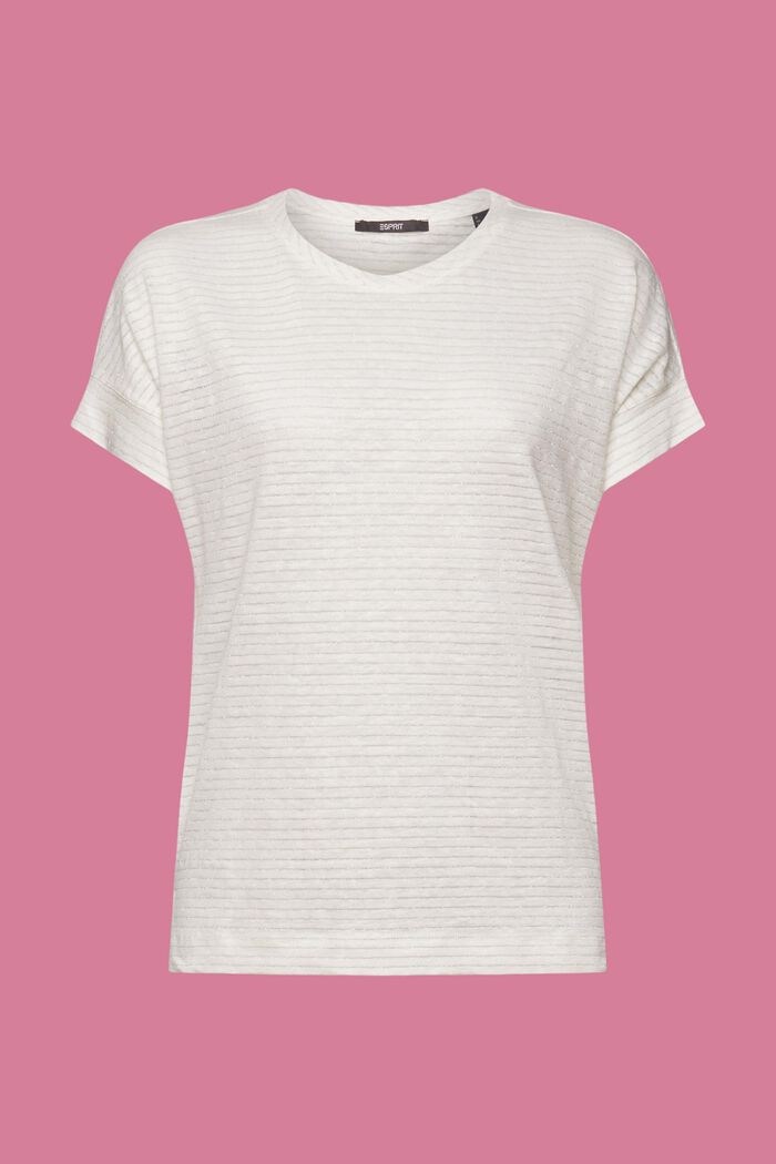 Glinsterend linnen T-shirt met strepen, OFF WHITE, detail image number 6