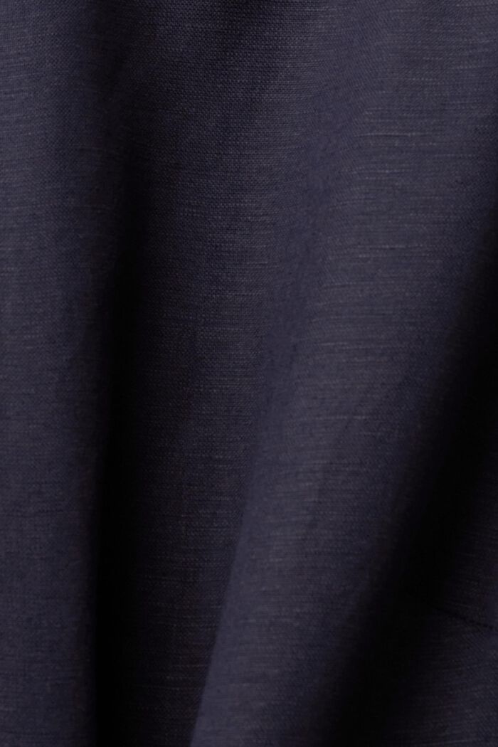 Midi-jurk van een geweven linnen-viscosemix, NAVY, detail image number 5