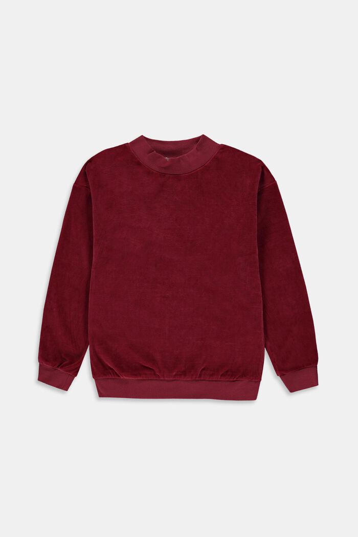 Fluwelen sweatshirt, DARK RED, overview