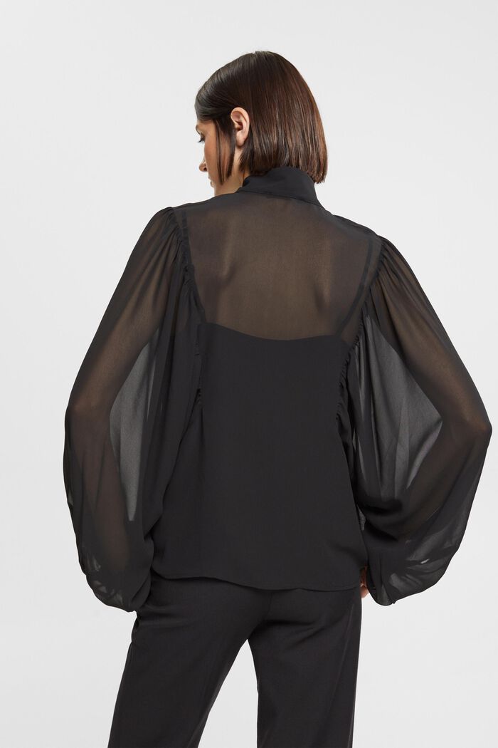 Wijde chiffon blouse, BLACK, detail image number 3