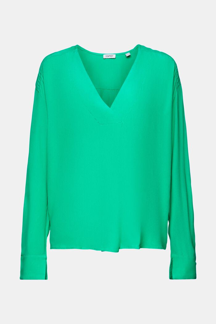 Crêpe blouse met V-hals, GREEN, detail image number 5