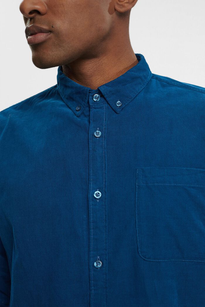 Corduroy overhemd met buttondownkraag, PETROL BLUE, detail image number 3