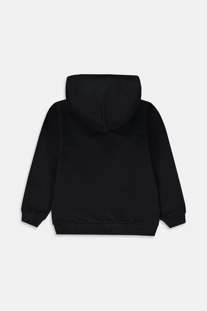 Katoenen hoodie met positieve print op de voorkant, BLACK, detail image number 1