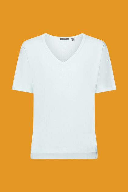 T-shirt met V-hals van een linnenmix